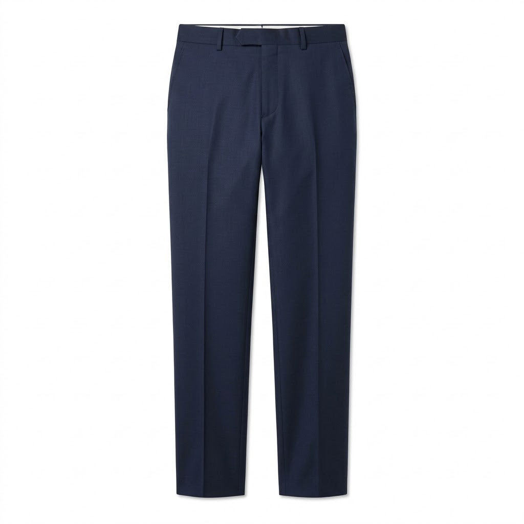 Classic Tailored Navy Wool Trousers