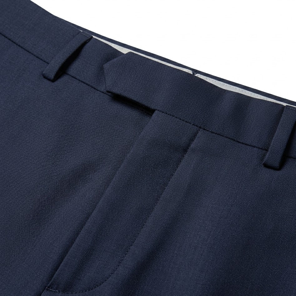 Classic Tailored Navy Wool Trousers