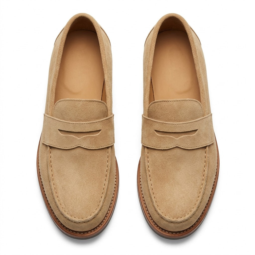 Premium Tan Suede Penny Loafers