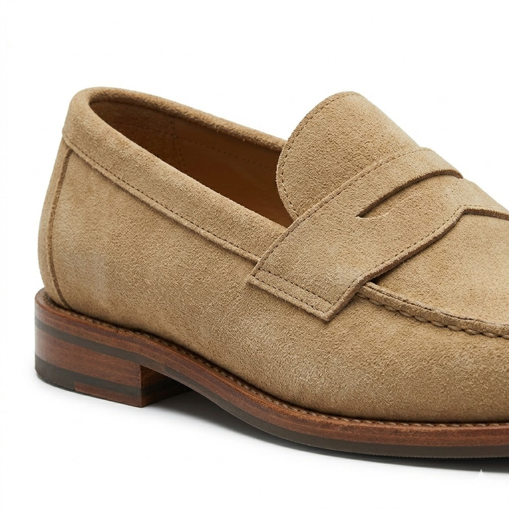 Premium Tan Suede Penny Loafers