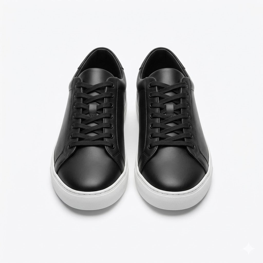 Minimalist Premium Black Leather Sneakers