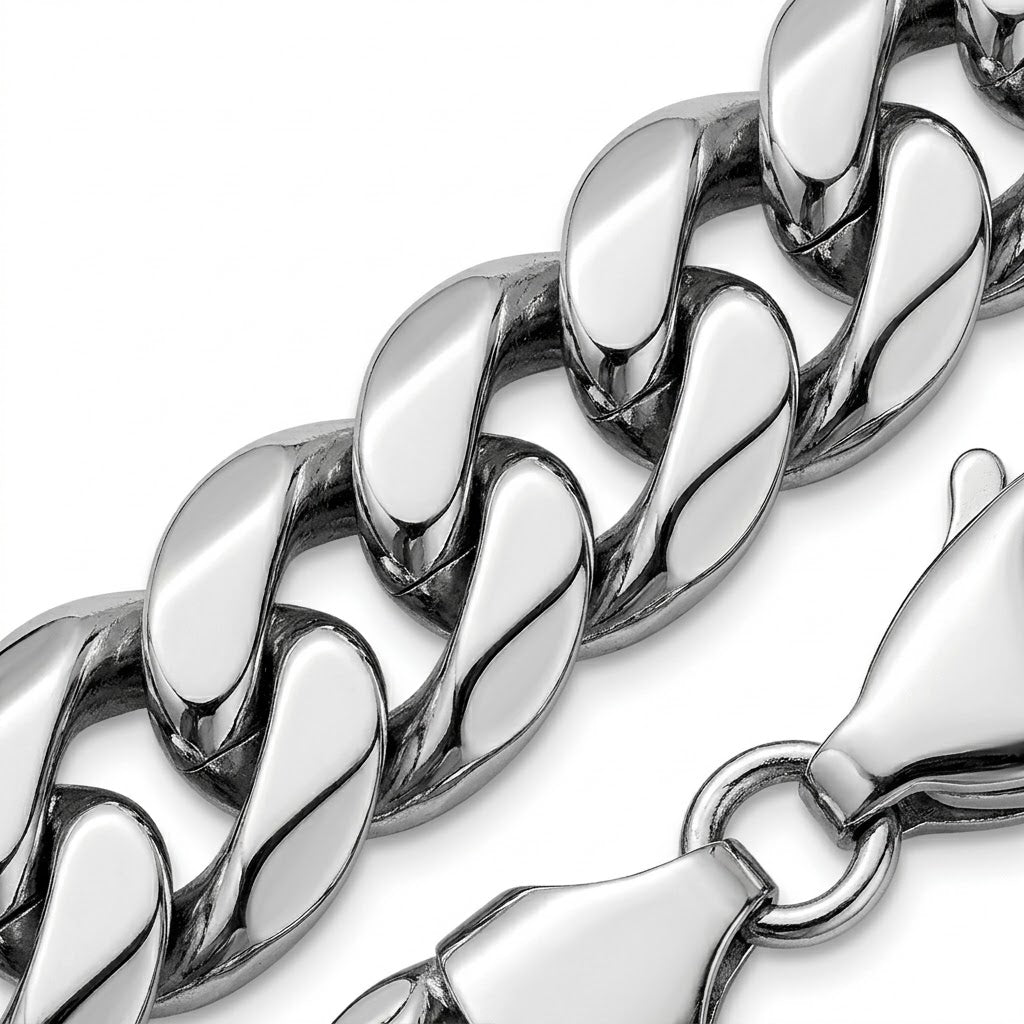 High-Polish Stainless Steel Flat-Link Bracelet